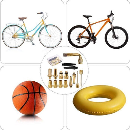 15 pcs Bicycle Valve Adapter Set Reducing Nozzles Tire Pump Adapter Set Ball Pump Needle Universal..