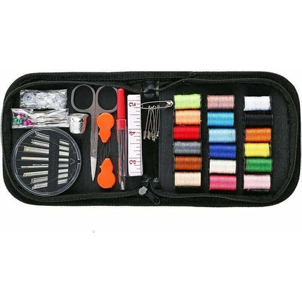 Sewing Kit 52 Accessories with 18 Thread Spools Black Box for Beginners Kids Adults Travel Compatible with Sewing Machines.