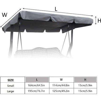Replacement Cover for 3-Seater Garden Swing Waterproof UV Protection Gray Large.