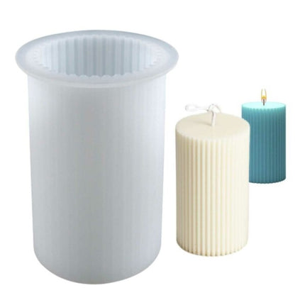 White Silicone Ribbed Candle Mold DIY for Halloween Candles.