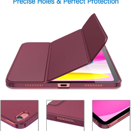 iPad (A16) 11th/10th Generation Case, Slim Stand Hard Back Cover with Auto Wake/Sleep Function, Burgundy.
