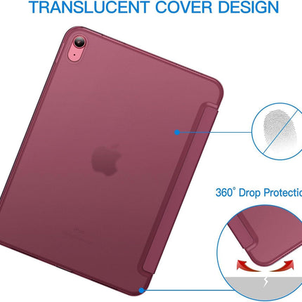 iPad (A16) 11th/10th Generation Case, Slim Stand Hard Back Cover with Auto Wake/Sleep Function, Burgundy.