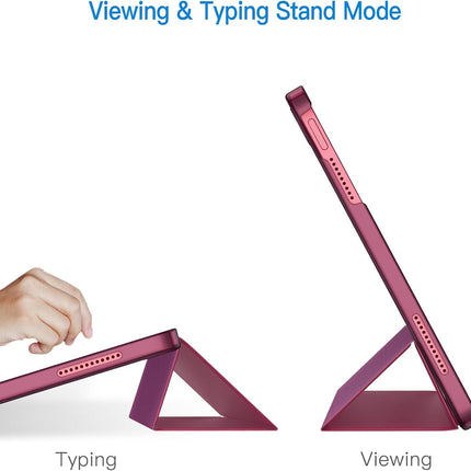 iPad (A16) 11th/10th Generation Case, Slim Stand Hard Back Cover with Auto Wake/Sleep Function, Burgundy.