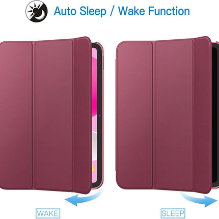 iPad (A16) 11th/10th Generation Case, Slim Stand Hard Back Cover with Auto Wake/Sleep Function, Burgundy.