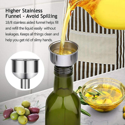 Glass Olive Oil Carafe Bottle 500ml Green Oil Vinegar Pour Spout Funnel.