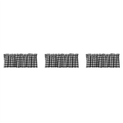 Checkered Kitchen Curtain Farmhouse Style 3-Pack Window Decoration in Black and White.