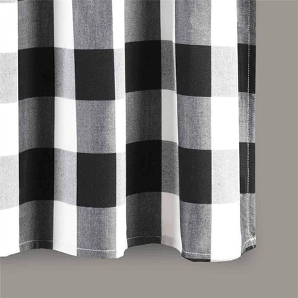 Checkered Kitchen Curtain Farmhouse Style 3-Pack Window Decoration in Black and White.