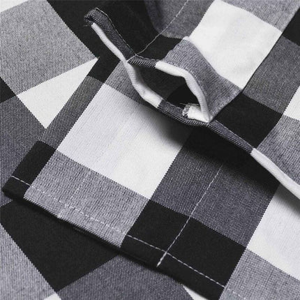 Checkered Kitchen Curtain Farmhouse Style 3-Pack Window Decoration in Black and White.