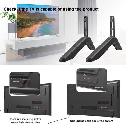 Universal TV Stand with Screws Easy Installation Tabletop Stand for TVs Compatible withSamsung LG TCL Vizio Hisense.