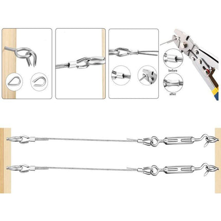 30M/2mm Stainless Steel Wire Kit with M5 Tensioner for Plants, Clothesline, Railings.