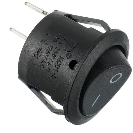 On/Off 2 Pin AC 6A(250V) 10A(125V) SPST Push Button Rocker Switches for Car Boat Truck Household, 10pcs Black Round.