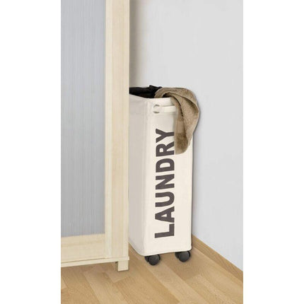 narrow laundry basket, laundry basket on wheels, Corno beige, Polyester, 43 l, 18.5 x 60 x 40 cm.