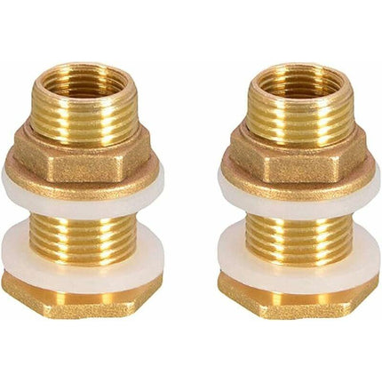 St Water Feed-through 4.2cm 1/2"" Brass Water Connection for Faucet / Barrel / Rainwater Tanks.