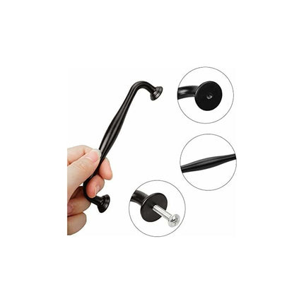 Black Furniture Handles 10 pcs - 128mm Center Distance for Kitchen Door and Drawer, Compatible with Wardrobes.