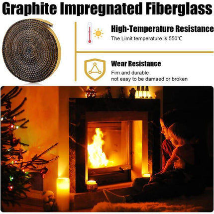 3mm x 1cm x 3m Heat Resistant Fiberglass Gasket - Self Adhesive Chimney Seal for Wood Stoves & Open Fireplaces, Up to 550°C.