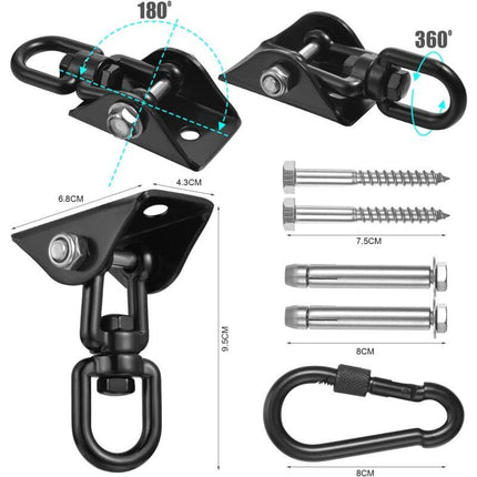 360° Swivel Hanging Chair Ceiling Mount, Swing, Suspension, Hook with Screws for Concrete, Wood, Playground, Porch, Trapeze Seat, Yoga.