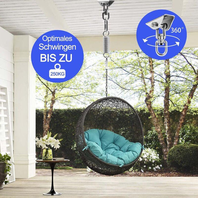 Stainless Steel Ceiling Mount Hanging Chair Spring Hook Kit, 360° Rotation, 450 kg Capacity.