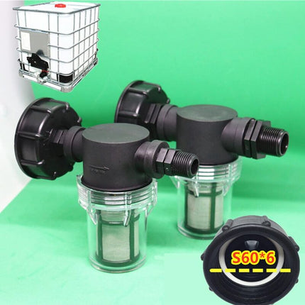 Rainwater Harvester Garden Hose Connector 1000L Tank Filter Adapter S60x6 3/4 Inch Male Thread.