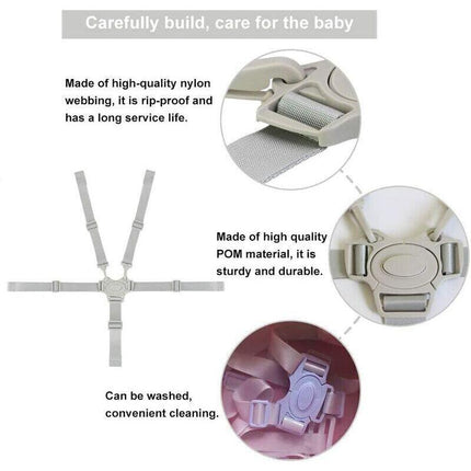 Adjustable 5-Point Safety Harness for Child Seats and Strollers, Gray - Compatible with Most Brands.