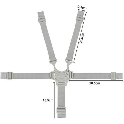 Adjustable 5-Point Safety Harness for Child Seats and Strollers, Gray - Compatible with Most Brands.