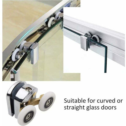 Shower Door Roller 4PCS Double Sliding Door Wheel Replacement Compatible with Shower Enclosure for 14mm Glass Hole.