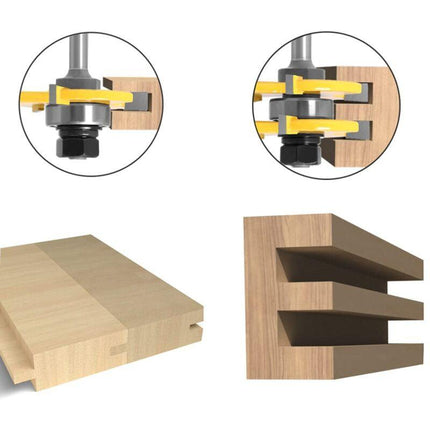8mm Shank T-Slot Milling Cutter Set, 2Pcs 3-Flute Woodworking Tools.