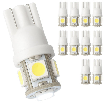 T10 LED Bulbs White 10-Pack W5W White Diode Bulbs.