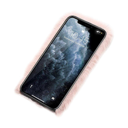 iPhone 12 Mini Fluffy Fur Pink Case, Compatible with iPhone 12 Mini, Soft Protective Mobile Phone Cover.