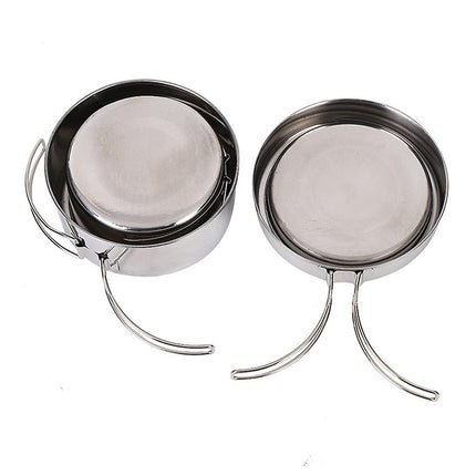 4 pcs Stainless Steel Camping Pots with Lid, Compatible with Outdoor Cooking.