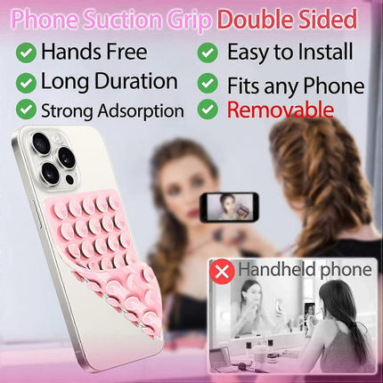 Silicone Suction Cup Phone Case Mount Handsfree Holder White Compatible with Phone Accessories for Selfies Videos Strong Grip Double Sided.