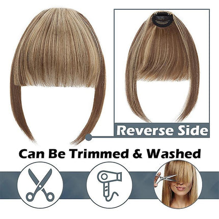 Clip In Hair Bangs Extensions 28cm Black Brown French Bangs Hair Pieces.