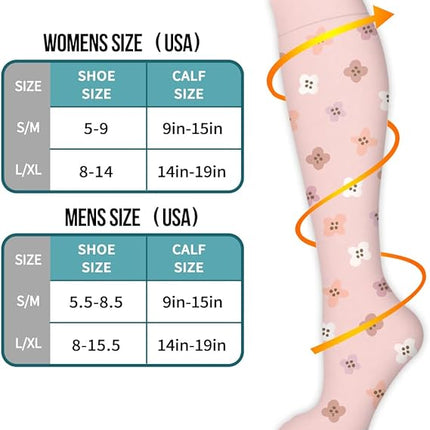 Compression Socks 6 Pairs Graduated Support for Running Sports Sizes S M MS Compatible with Improved Circulation Warm.