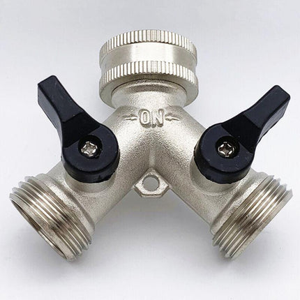 2-way Brass Hose Splitter with Quick Connect for 3/4"".