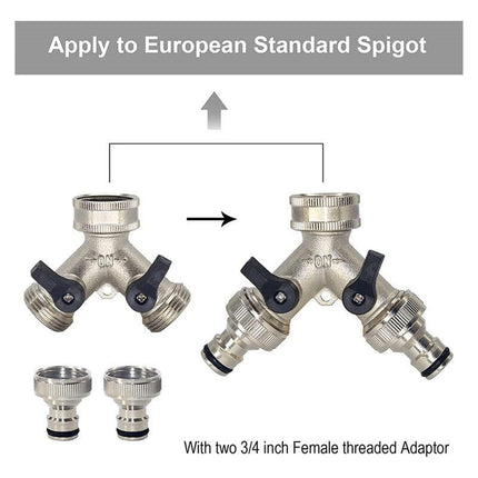 2-way Brass Hose Splitter with Quick Connect for 3/4"".
