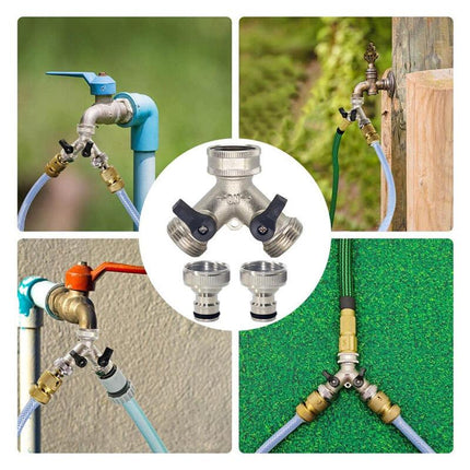 2-way Brass Hose Splitter with Quick Connect for 3/4"".