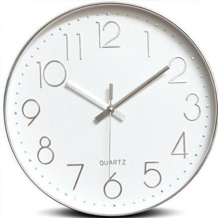 Minimalist Wall Clock (Silver), 30 cm (12 inches) Modern Silent Wall Clock, Silent Quartz Movement.