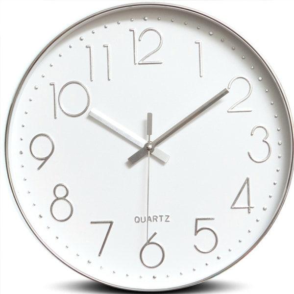 Minimalist Wall Clock (Silver), 30 cm (12 inches) Modern Silent Wall Clock, Silent Quartz Movement.