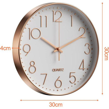 Minimalist Wall Clock (Silver), 30 cm (12 inches) Modern Silent Wall Clock, Silent Quartz Movement.