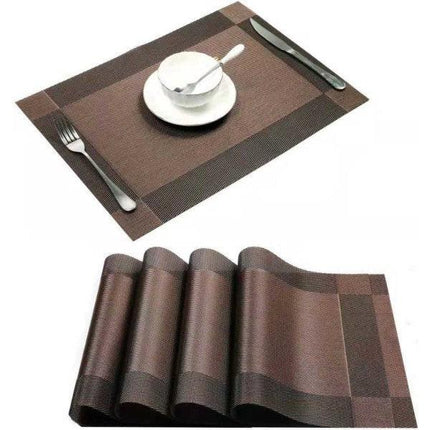 PVC Non-Slip PVC Placemats Set Heat Resistant Placemats Dining Table Kitchen Mat (Set of 4) Gold.
