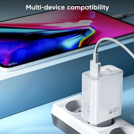 120W USB C Fast Charger Huawei Samsung Xiaomi Compatible with QC3.0 Type C Cable 10A EU White.