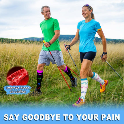 Compression Socks 6 Pairs for Women Men 15-20 mmHg Knee High Gradual Support for Nurses Athletes Medical Use.