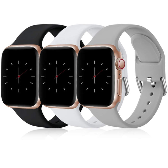 Compatible with Apple Watch Bands Series 8 7 6 5 4 3 Ultra SE 42mm 44mm 45mm, 3-Pack Black White Gray.