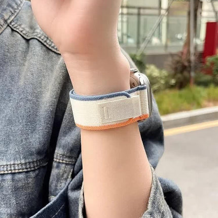 Trail Strap Compatible with Apple Watch Ultra 2 Series 9 8 7 6 5 3 for 49mm 45mm 44mm 42mm 41mm 40mm 38mm in Orange Beige.