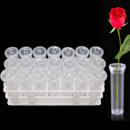 21 Pack 60ml Large Floral Tubes with Rack Holder for Milkweed Cuttings, Raising Caterpillars, Monarchs, Butterflies, Flower Arrangements.
