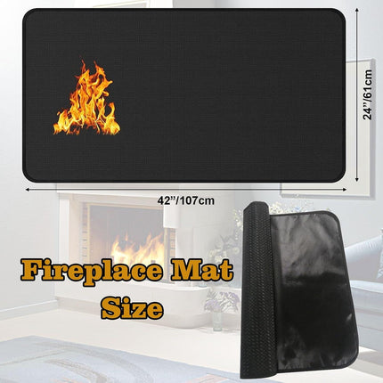 Fireproof Fireplace Hearth Mat, Fireplace Hearth Rug, Fire Resistant Rectangular Fire Pit, Heated Floor Mat for Outdoor Grills, Fire Pits, Smokers, Woodstoves, 42" x24”.