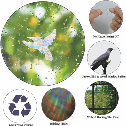 54 Pieces Birds Static Window Clings Anti Collision Window Decals for Bird Strikes, Glass Door Window Stickers, Stop Birds Flying into Windows, Hummingbird Style.