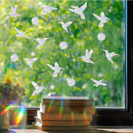 54 Pieces Birds Static Window Clings Anti Collision Window Decals for Bird Strikes, Glass Door Window Stickers, Stop Birds Flying into Windows, Hummingbird Style.