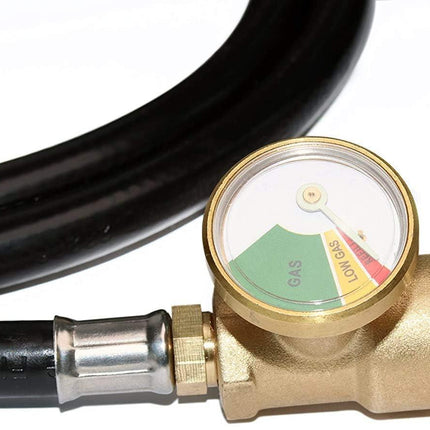 5 Feet Propane Tank Extension Hose with Gauge -Leak Detector Replacement for Gas Grill, Heater and All Other Propane Appliances, Acme to Male QCC/POL Fittings.