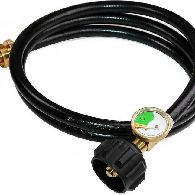 5 FT Propane Hose Adapter with Propane Tank Gauge for Weber Q1200, 1000 Propane Grill, 1 lb to 20 lb Propane Converter Hose for Propane Stove, Tabletop Grill and More 1lb Portable Appliance.