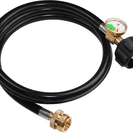 5 FT Propane Hose Adapter with Propane Tank Gauge for Weber Q1200, 1000 Propane Grill, 1 lb to 20 lb Propane Converter Hose for Propane Stove, Tabletop Grill and More 1lb Portable Appliance.